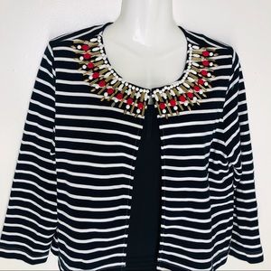 COPY - RUBY Rd. Striped embellished Cardigan sweater